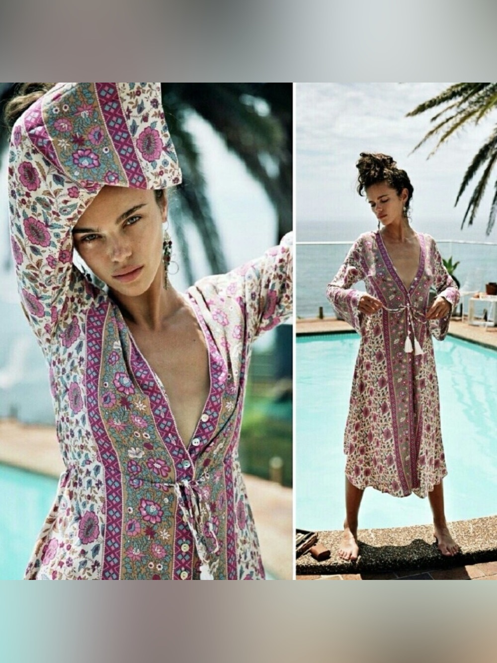 Arnhem Kauai Midi Dress in Pearl Pink Floral Duster sz 10 US